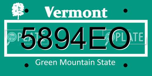 5894EO Vermont License Plate