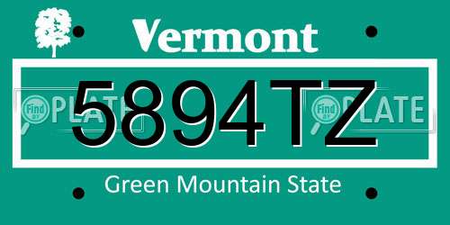 5894TZ Vermont License Plate