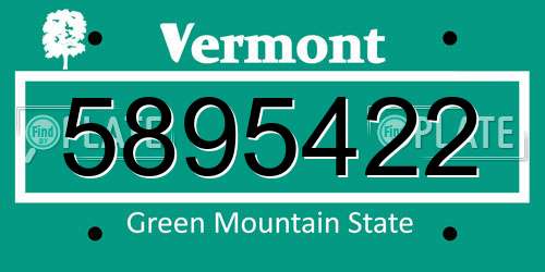 5895422 Vermont License Plate