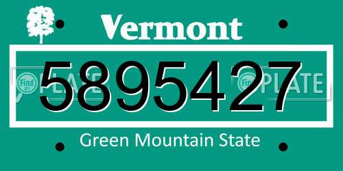 5895427 Vermont License Plate