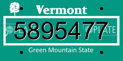 5895477 Vermont License Plate