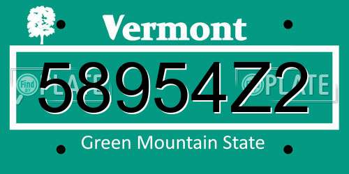 58954Z2 Vermont License Plate