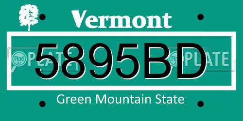 5895BD Vermont License Plate