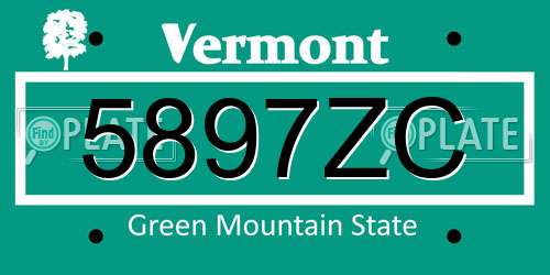 5897ZC Vermont License Plate