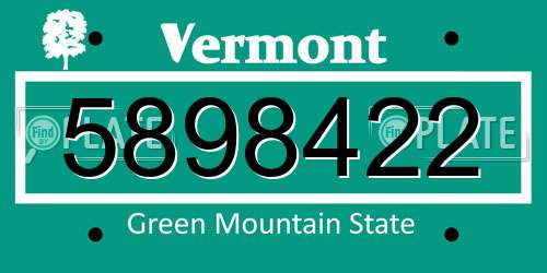 5898422 Vermont License Plate