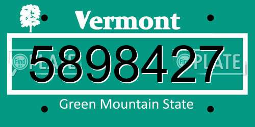 5898427 Vermont License Plate