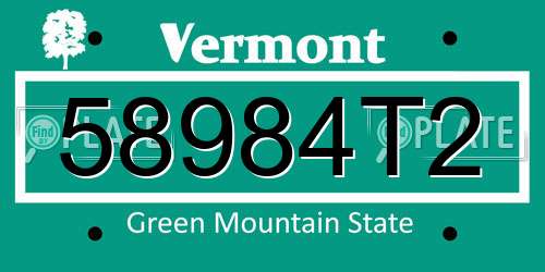 58984T2 Vermont License Plate
