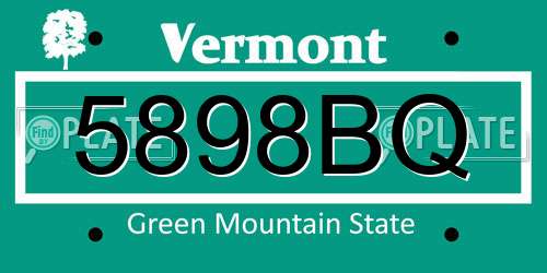 5898BQ Vermont License Plate