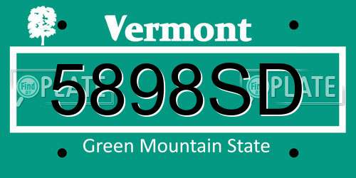 5898SD Vermont License Plate