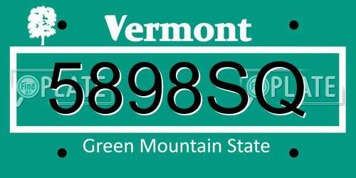 5898SQ Vermont License Plate