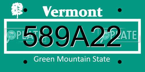 589A22 Vermont License Plate