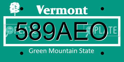 589AEO Vermont License Plate
