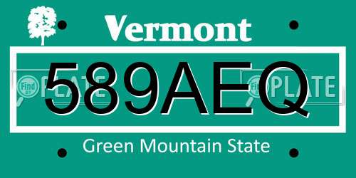 589AEQ Vermont License Plate