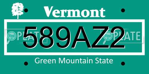 589AZ2 Vermont License Plate