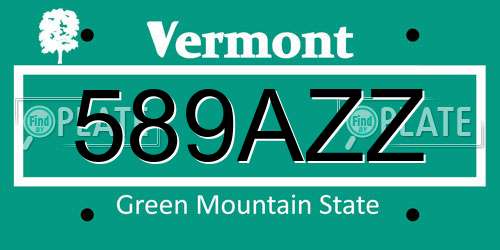 589AZZ Vermont License Plate