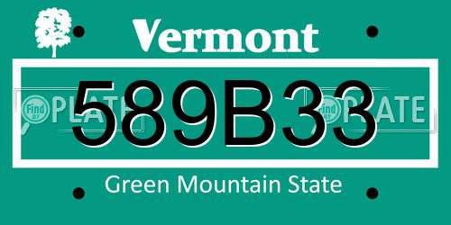 589B33 Vermont License Plate