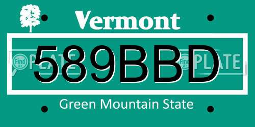 589BBD Vermont License Plate