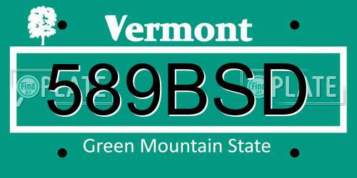 589BSD Vermont License Plate