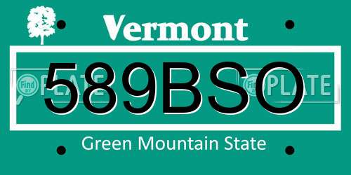 589BSO Vermont License Plate