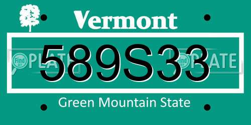 589S33 Vermont License Plate