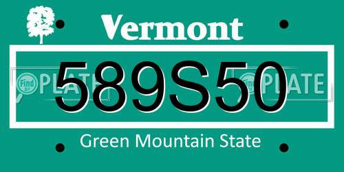 589S50 Vermont License Plate