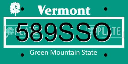 589SSO Vermont License Plate