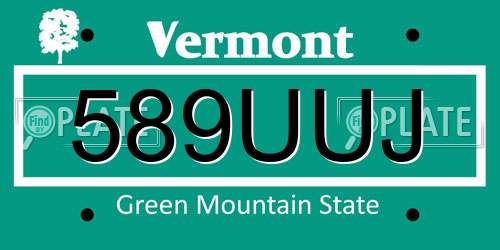 589UUJ Vermont License Plate