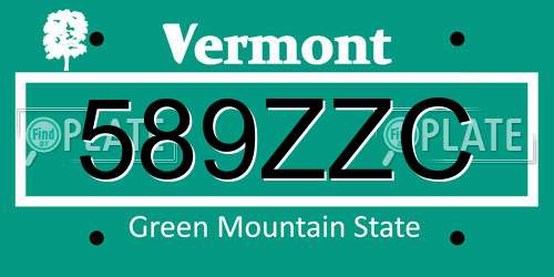 589ZZC Vermont License Plate