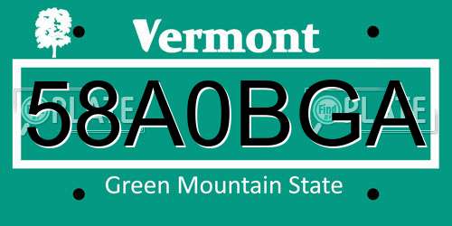 58A0BGA Vermont License Plate