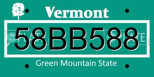 58BB588 Vermont License Plate