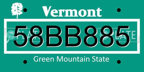 58BB885 Vermont License Plate