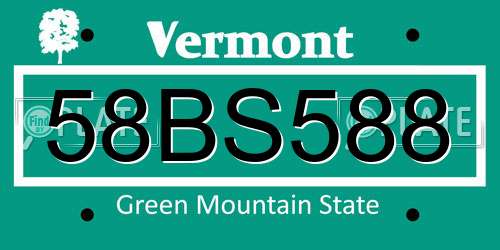 58BS588 Vermont License Plate