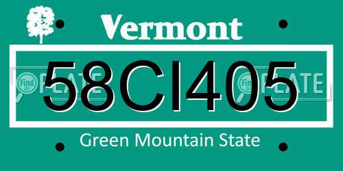 58CI405 Vermont License Plate