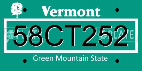 58CT252 Vermont License Plate