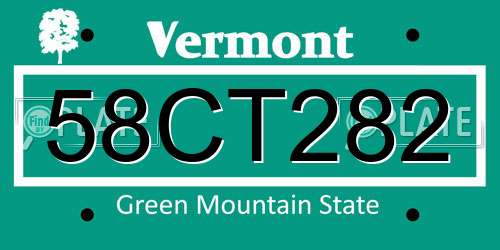 58CT282 Vermont License Plate