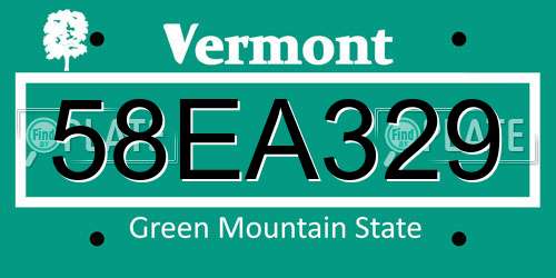 58EA329 Vermont License Plate