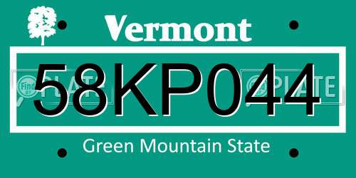58KP044 Vermont License Plate