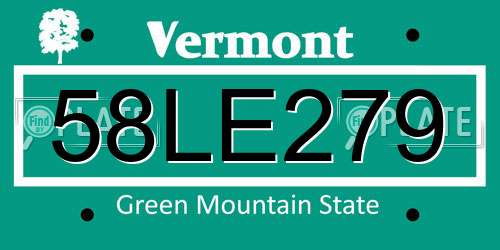 58LE279 Vermont License Plate