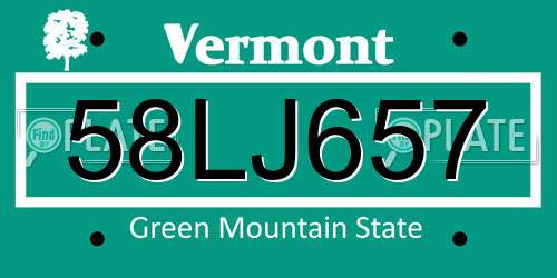 58LJ657 Vermont License Plate