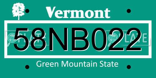 58NB022 Vermont License Plate