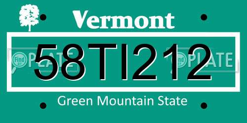 58TI212 Vermont License Plate