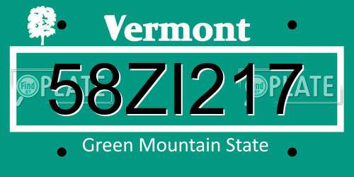 58ZI217 Vermont License Plate