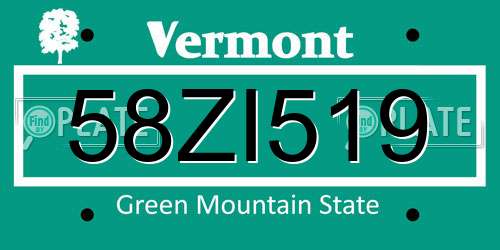 58ZI519 Vermont License Plate