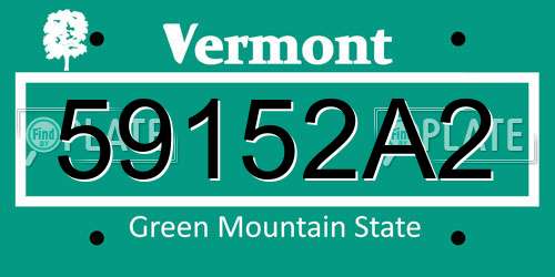59152A2 Vermont License Plate