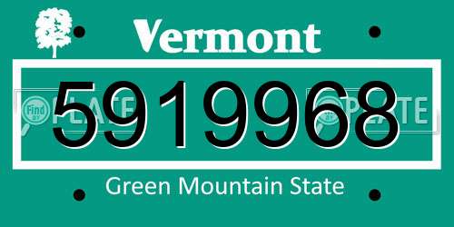 5919968 Vermont License Plate
