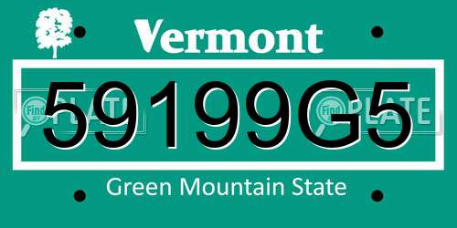 59199G5 Vermont License Plate