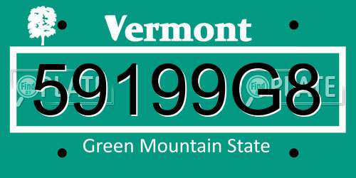 59199G8 Vermont License Plate
