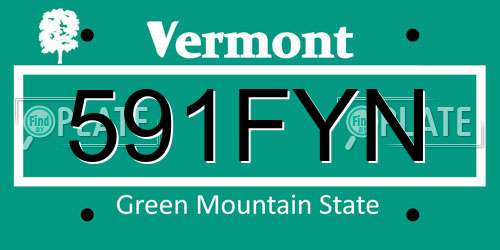 591FYN Vermont License Plate