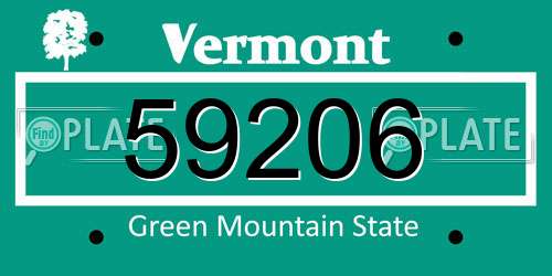 59206 Vermont License Plate