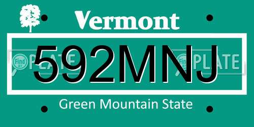592MNJ Vermont License Plate
